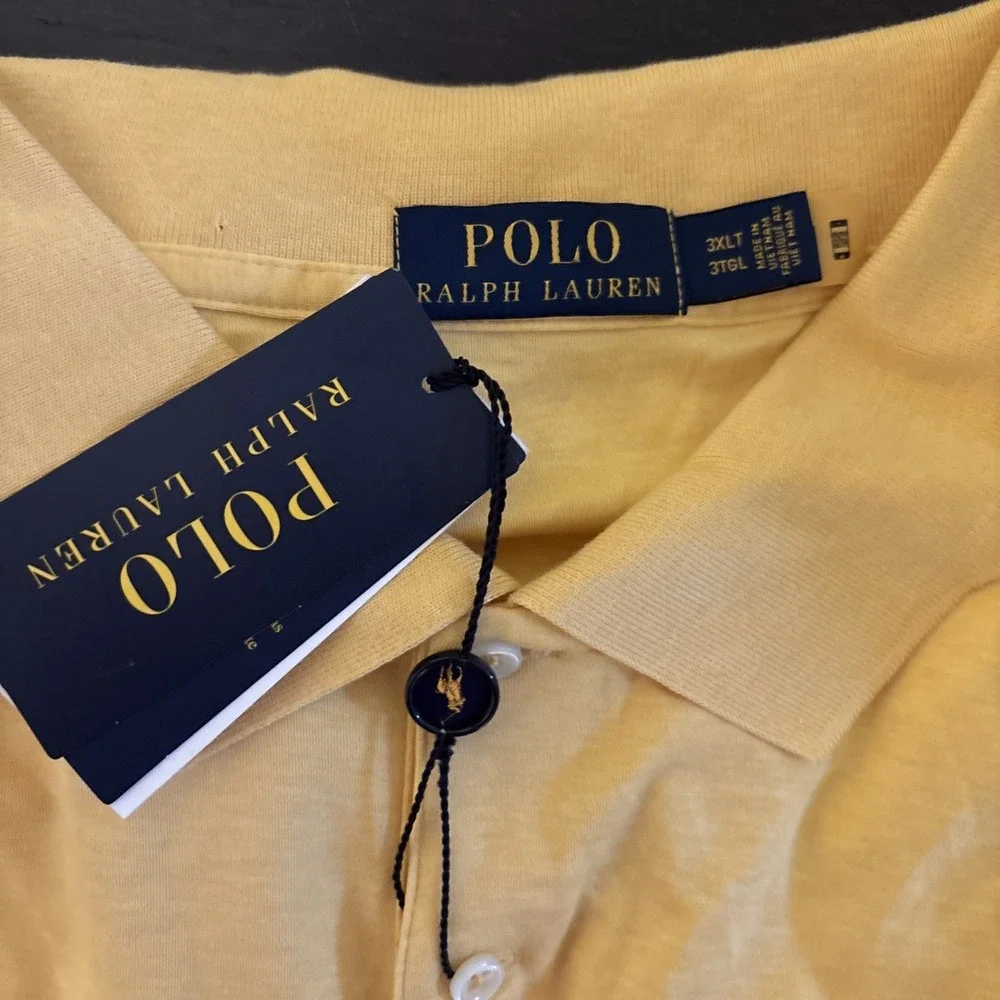 POLO Ralph Lauren Men's TALL 3XLT Yellow Brown Pony 100% Cotton Shirt NEW $110
